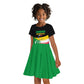 Comoros Independence Day Kid Short Sleeve Dress Comorian Flag Brush Stroke National Pride Graphic