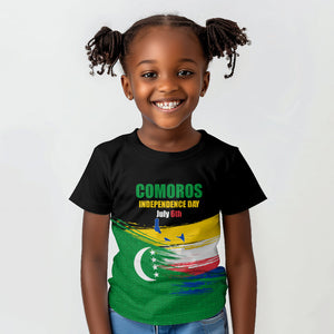 Comoros Independence Day Kid T shirt Comorian Flag Brush Stroke National Pride Graphic