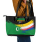 Comoros Independence Day Leather Tote Bag Comorian Flag Brush Stroke National Pride Graphic