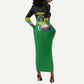 Comoros Independence Day Long Sleeve Bodycon Dress Comorian Flag Brush Stroke National Pride Graphic