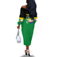 Comoros Independence Day Off The Shoulder Long Sleeve Dress Comorian Flag Brush Stroke National Pride Graphic