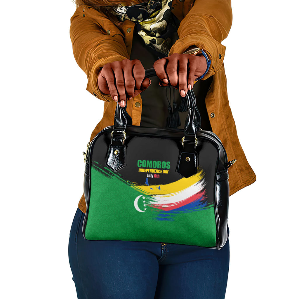 Comoros Independence Day Shoulder Handbag Comorian Flag Brush Stroke National Pride Graphic