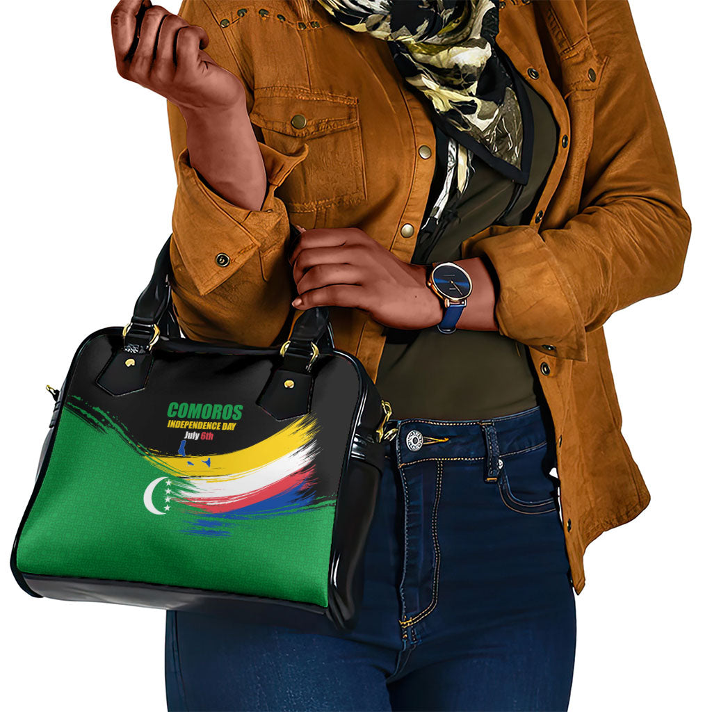 Comoros Independence Day Shoulder Handbag Comorian Flag Brush Stroke National Pride Graphic