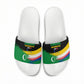 Comoros Independence Day Slide Sandals Comorian Flag Brush Stroke National Pride Graphic