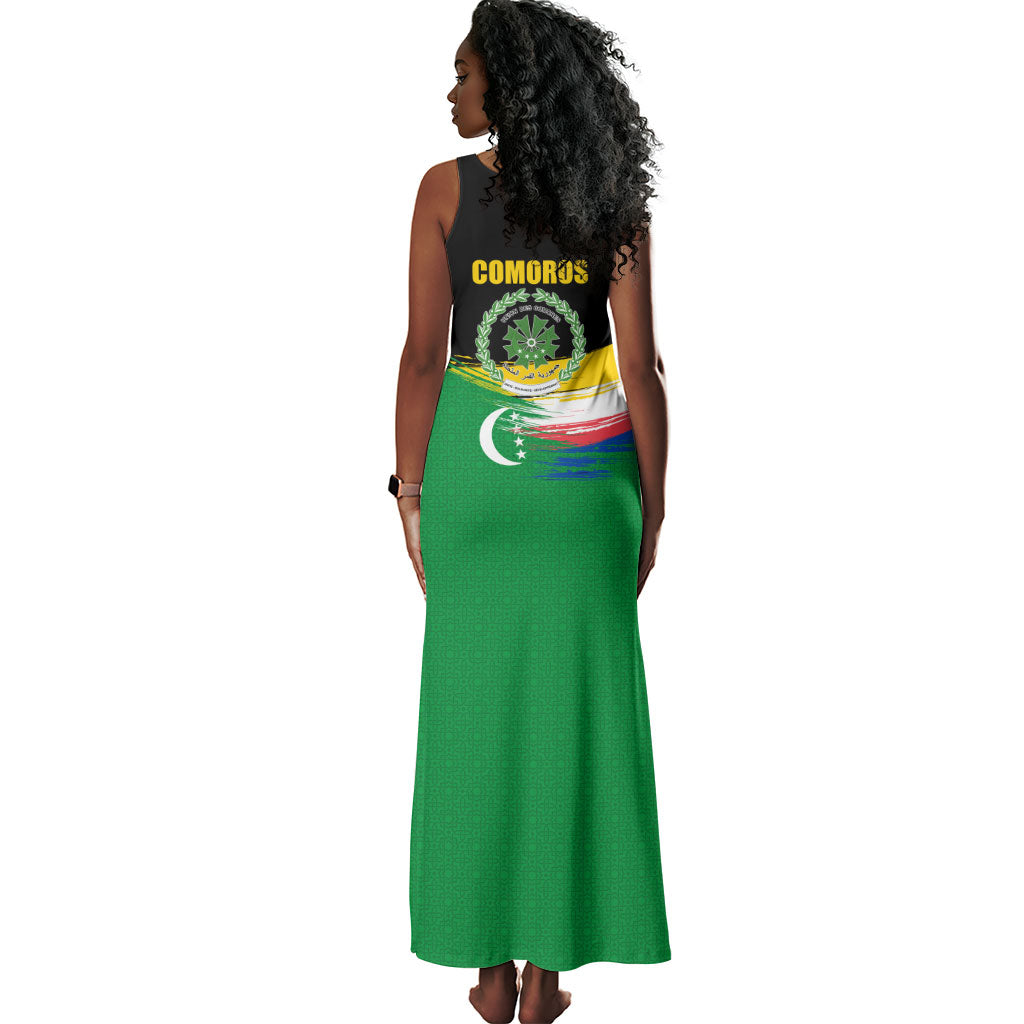 Comoros Independence Day Tank Maxi Dress Comorian Flag Brush Stroke National Pride Graphic