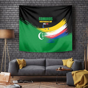 Comoros Independence Day Tapestry Comorian Flag Brush Stroke National Pride Graphic