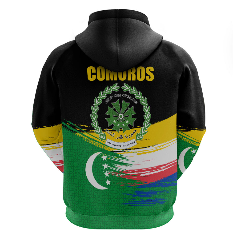 Comoros Independence Day Zip Hoodie Comorian Flag Brush Stroke National Pride Graphic