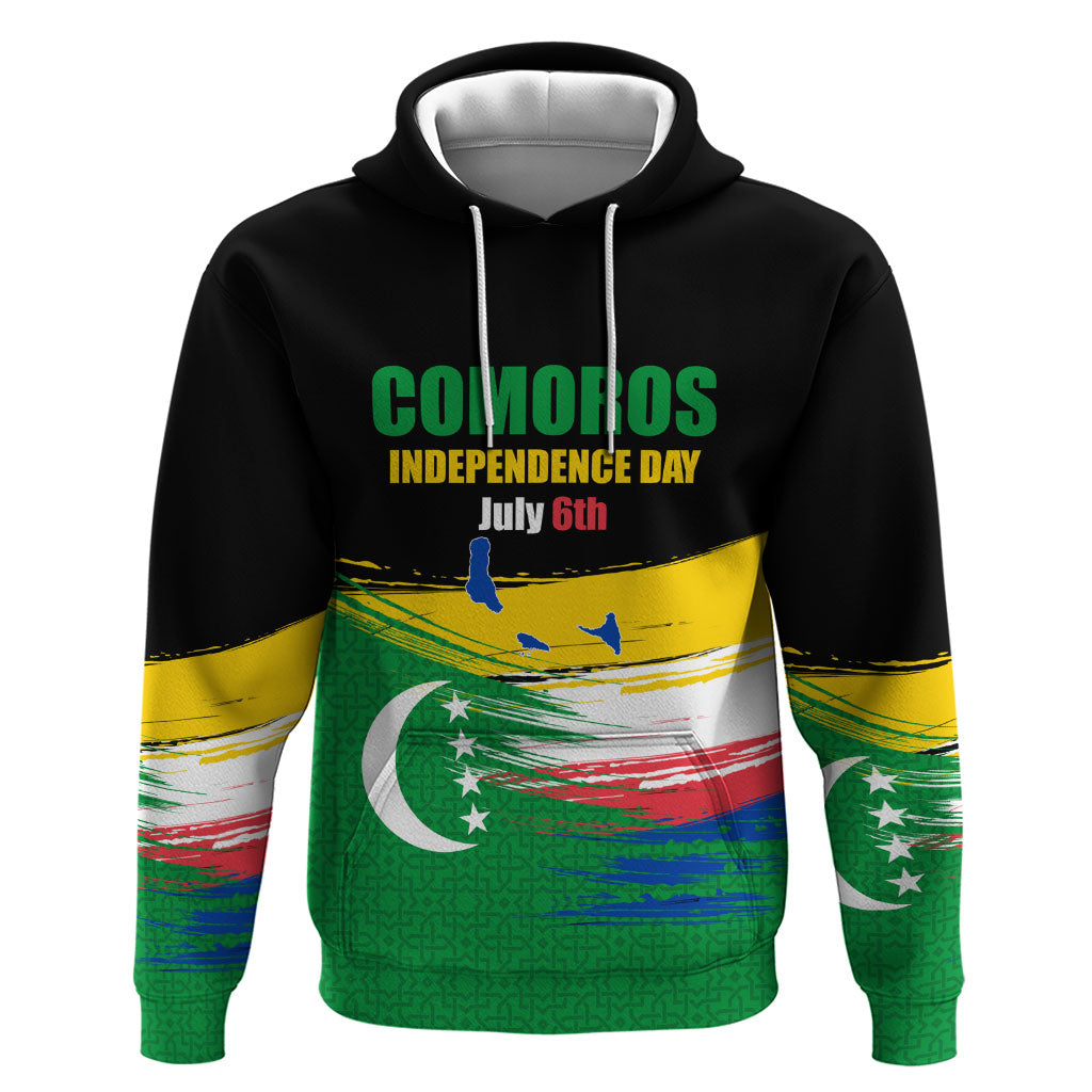 Comoros Independence Day Zip Hoodie Comorian Flag Brush Stroke National Pride Graphic