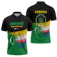 Comoros Independence Day Zipper Polo Shirt Comorian Flag Brush Stroke National Pride Graphic