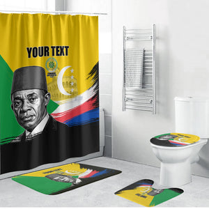 Personalized Comoros Independence Day Bathroom Set Ahmed Abdallah Vintage Portrait Sketch