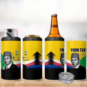 Personalized Comoros Independence Day 4 in 1 Can Cooler Tumbler Ahmed Abdallah Vintage Portrait Sketch