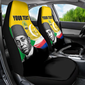 Personalized Comoros Independence Day Car Seat Cover Ahmed Abdallah Vintage Portrait Sketch