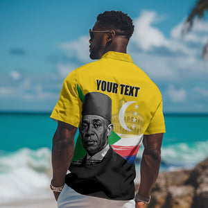 Personalized Comoros Independence Day Hawaiian Shirt Ahmed Abdallah Vintage Portrait Sketch