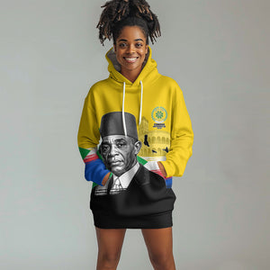 Personalized Comoros Independence Day Hoodie Dress Ahmed Abdallah Vintage Portrait Sketch