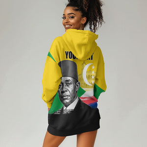 Personalized Comoros Independence Day Hoodie Dress Ahmed Abdallah Vintage Portrait Sketch