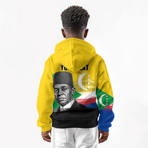 Personalized Comoros Independence Day Kid Hoodie Ahmed Abdallah Vintage Portrait Sketch