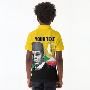 Personalized Comoros Independence Day Kid Polo Shirt Ahmed Abdallah Vintage Portrait Sketch
