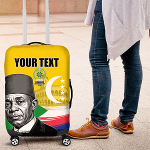 Personalized Comoros Independence Day Luggage Cover Ahmed Abdallah Vintage Portrait Sketch