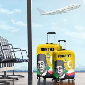 Personalized Comoros Independence Day Luggage Cover Ahmed Abdallah Vintage Portrait Sketch