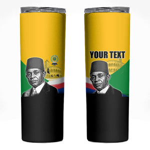 Personalized Comoros Independence Day Skinny Tumbler Ahmed Abdallah Vintage Portrait Sketch