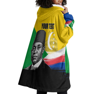 Personalized Comoros Independence Day Wearable Blanket Hoodie Ahmed Abdallah Vintage Portrait Sketch
