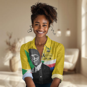 Personalized Comoros Independence Day Women Casual Shirt Ahmed Abdallah Vintage Portrait Sketch
