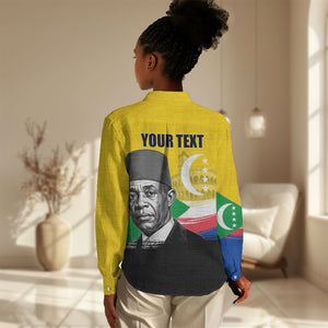 Personalized Comoros Independence Day Women Casual Shirt Ahmed Abdallah Vintage Portrait Sketch