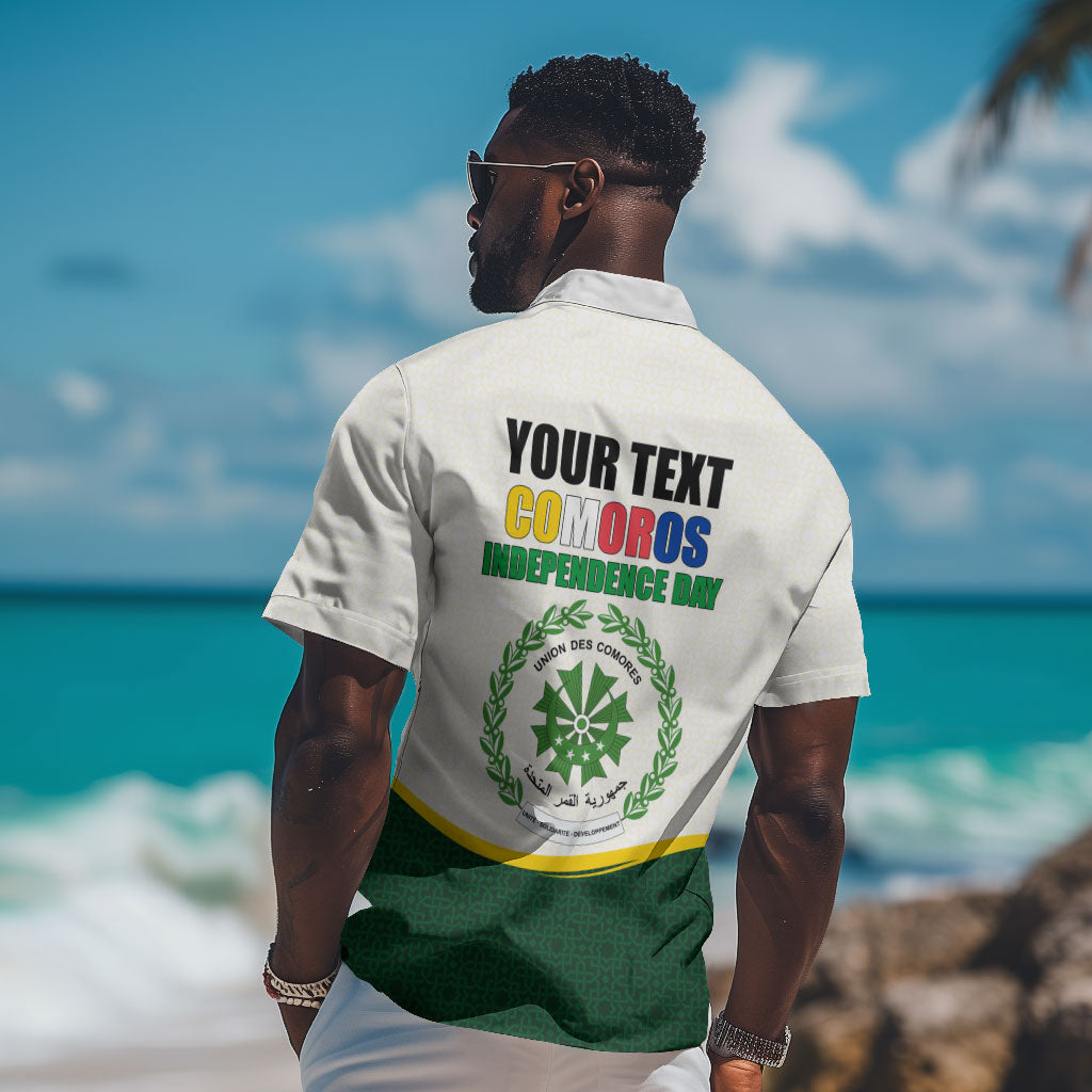 Personalized Comoros Independence Day Hawaiian Shirt July 6th National Pride Flag Graphic With Heritage Emblem