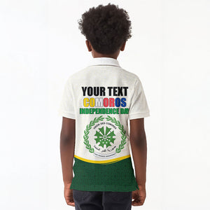 Personalized Comoros Independence Day Kid Polo Shirt July 6th National Pride Flag Graphic With Heritage Emblem