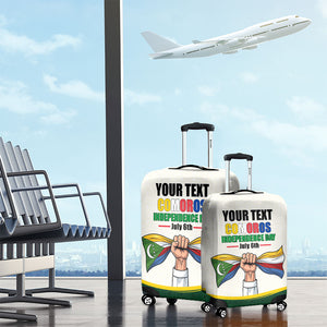 Personalized Comoros Independence Day Luggage Cover July 6th National Pride Flag Graphic With Heritage Emblem