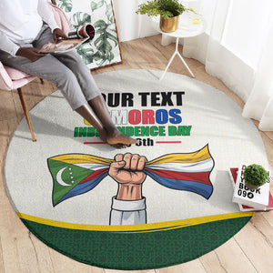 Personalized Comoros Independence Day Round Carpet July 6th National Pride Flag Graphic With Heritage Emblem
