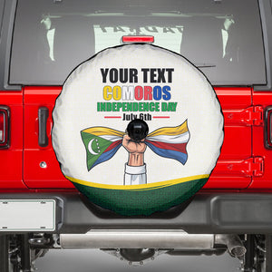 Personalized Comoros Independence Day Spare Tire Cover July 6th National Pride Flag Graphic With Heritage Emblem