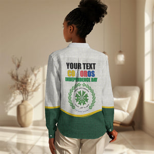 Personalized Comoros Independence Day Women Casual Shirt July 6th National Pride Flag Graphic With Heritage Emblem