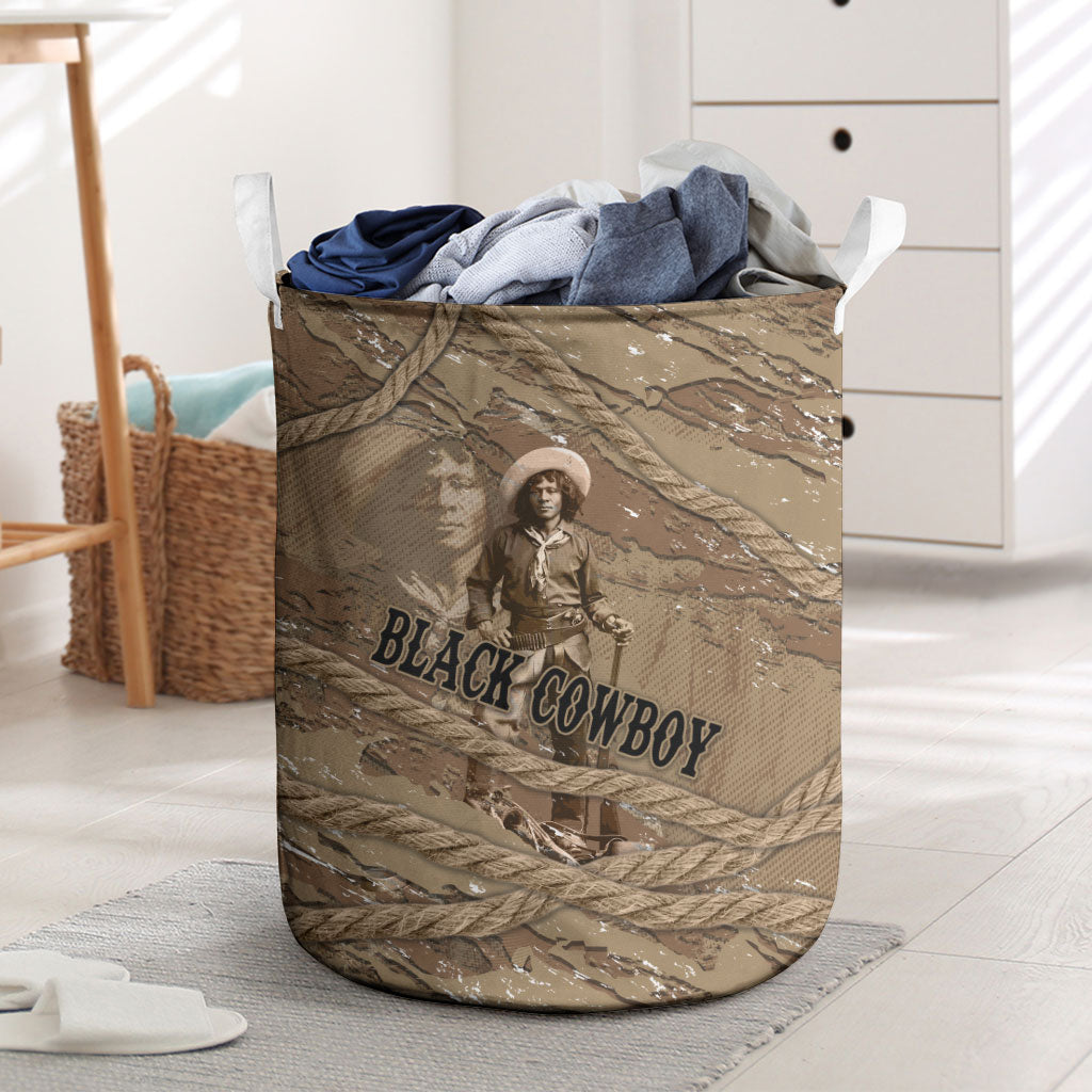 Black Cowboy Nat Love Laundry Basket Vintage Western Portrait Lasso
