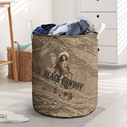 Black Cowboy Nat Love Laundry Basket Vintage Western Portrait Lasso