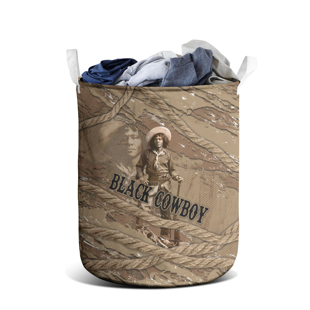 Black Cowboy Nat Love Laundry Basket Vintage Western Portrait Lasso