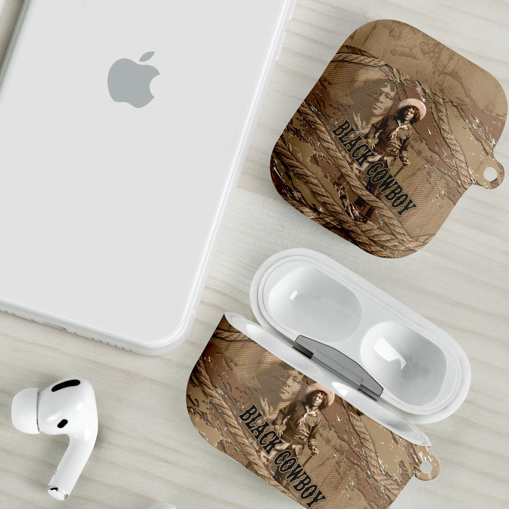Black Cowboy Nat Love AirPods Case Vintage Western Portrait Lasso