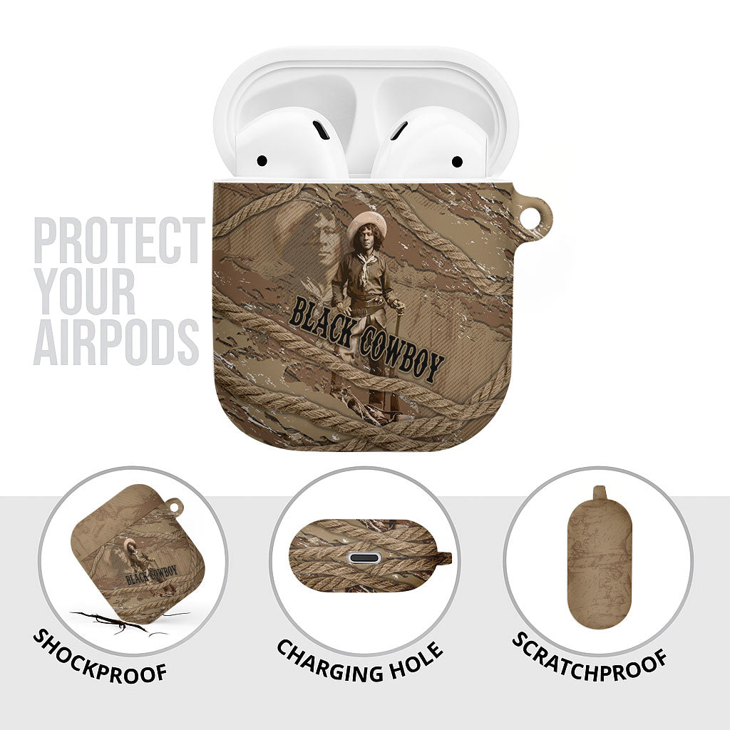 Black Cowboy Nat Love AirPods Case Vintage Western Portrait Lasso
