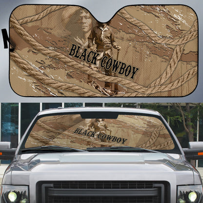 Black Cowboy Nat Love Auto Sun Shade Vintage Western Portrait Lasso