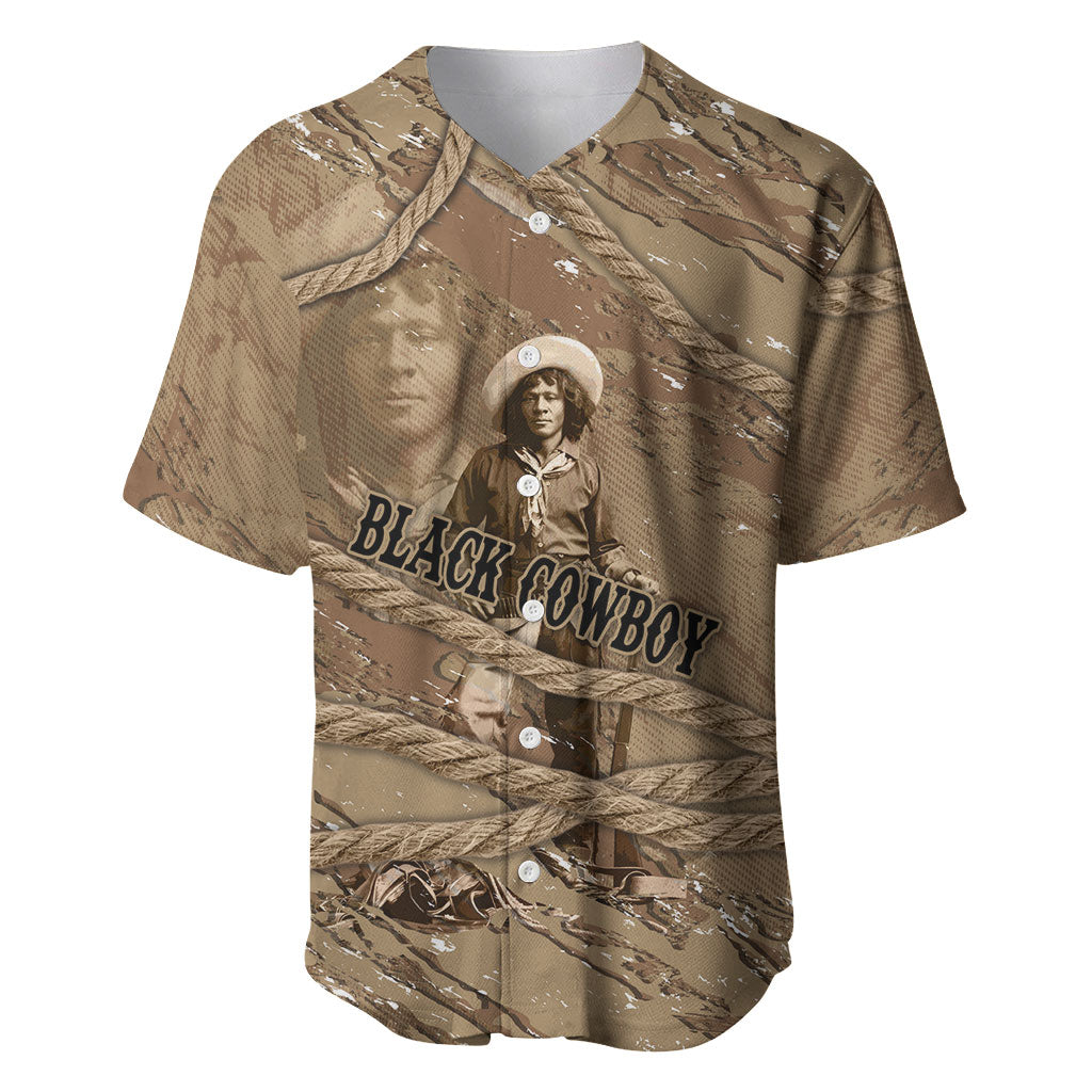 Black Cowboy Nat Love Baseball Jersey Vintage Western Portrait Lasso