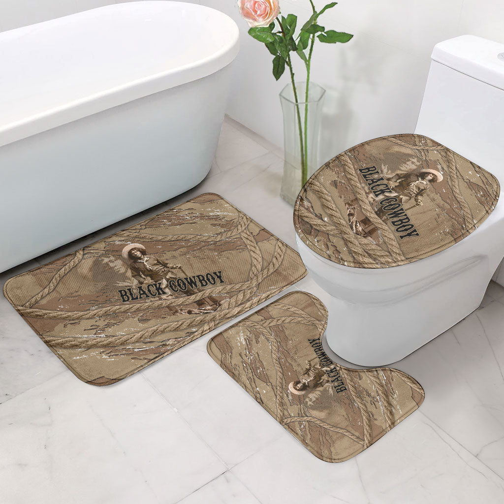 Black Cowboy Nat Love Bathroom Set Vintage Western Portrait Lasso