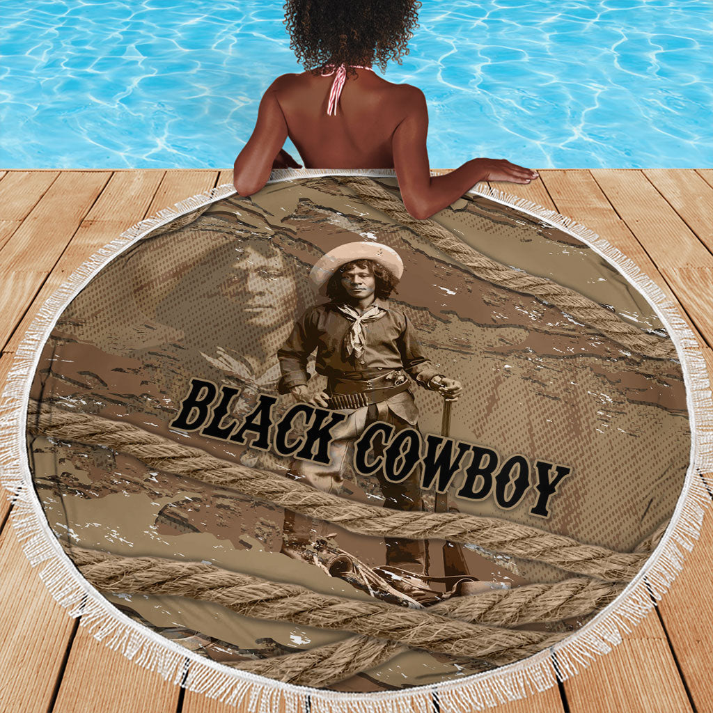 Black Cowboy Nat Love Beach Blanket Vintage Western Portrait Lasso