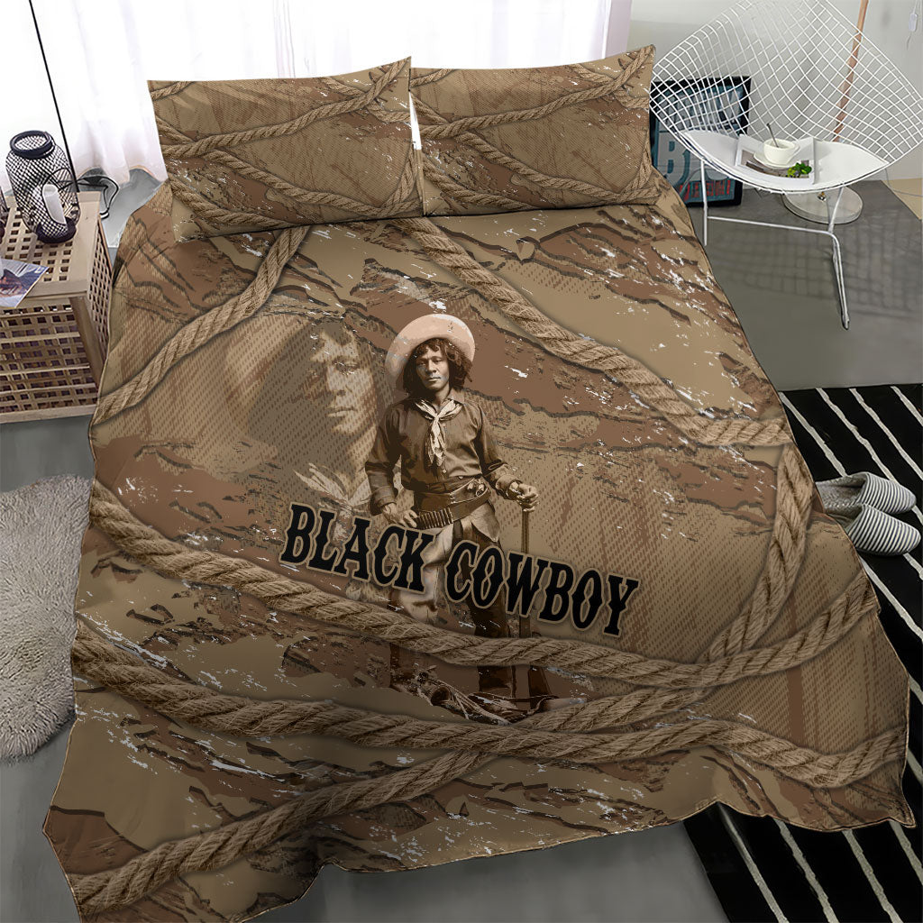 Black Cowboy Nat Love Bedding Set Vintage Western Portrait Lasso