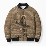Black Cowboy Nat Love Bomber Puffer Jacket Vintage Western Portrait Lasso