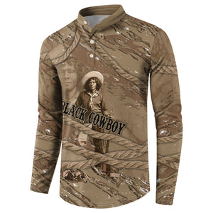 Black Cowboy Nat Love Button Sweatshirt Vintage Western Portrait Lasso