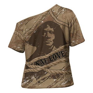 Black Cowboy Nat Love Cross Shoulder Shirt Vintage Western Portrait Lasso