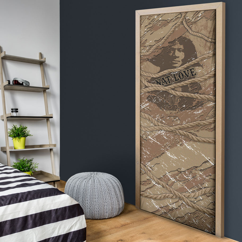 Black Cowboy Nat Love Door Cover Vintage Western Portrait Lasso