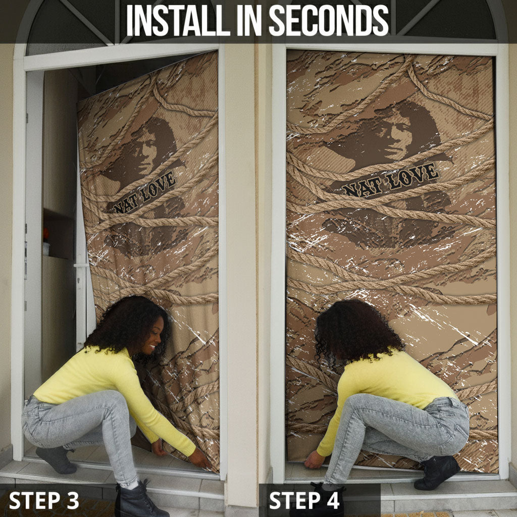 Black Cowboy Nat Love Door Cover Vintage Western Portrait Lasso