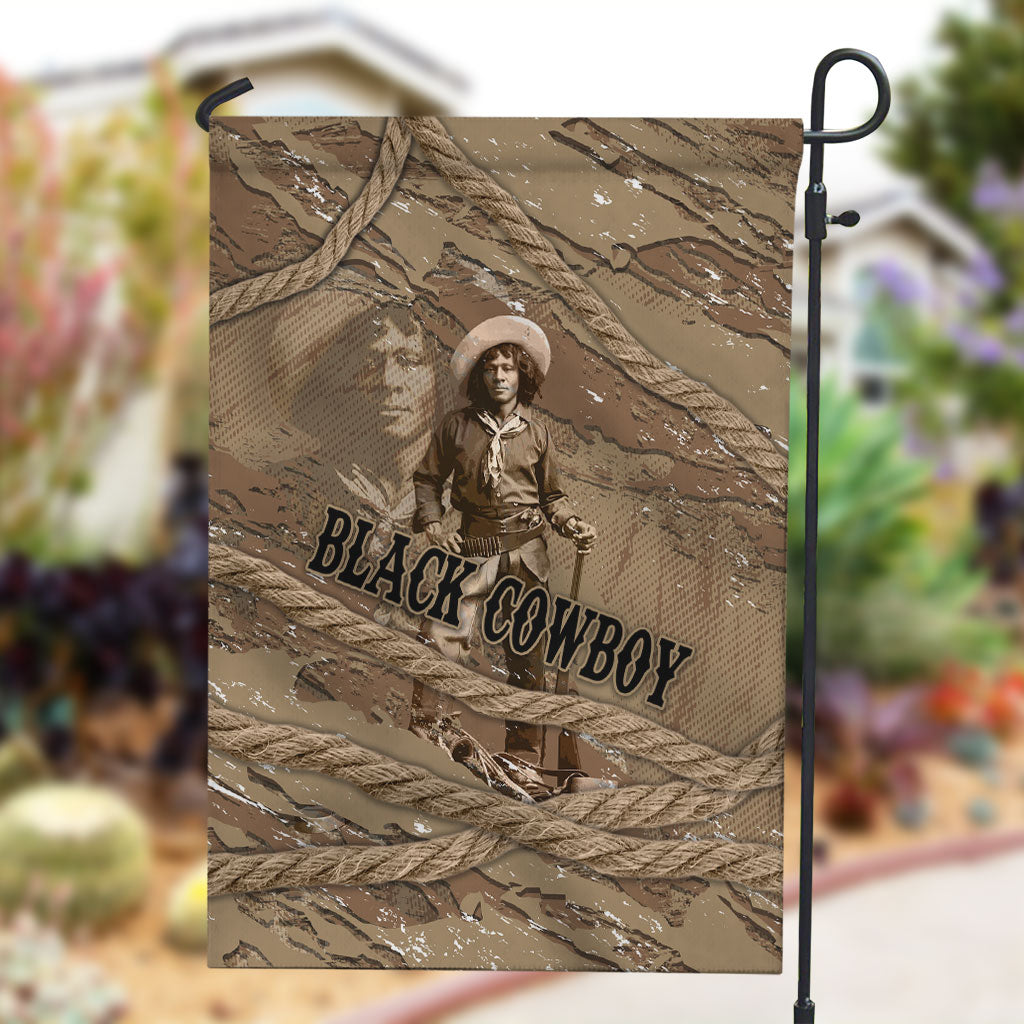 Black Cowboy Nat Love Garden Flag Vintage Western Portrait Lasso