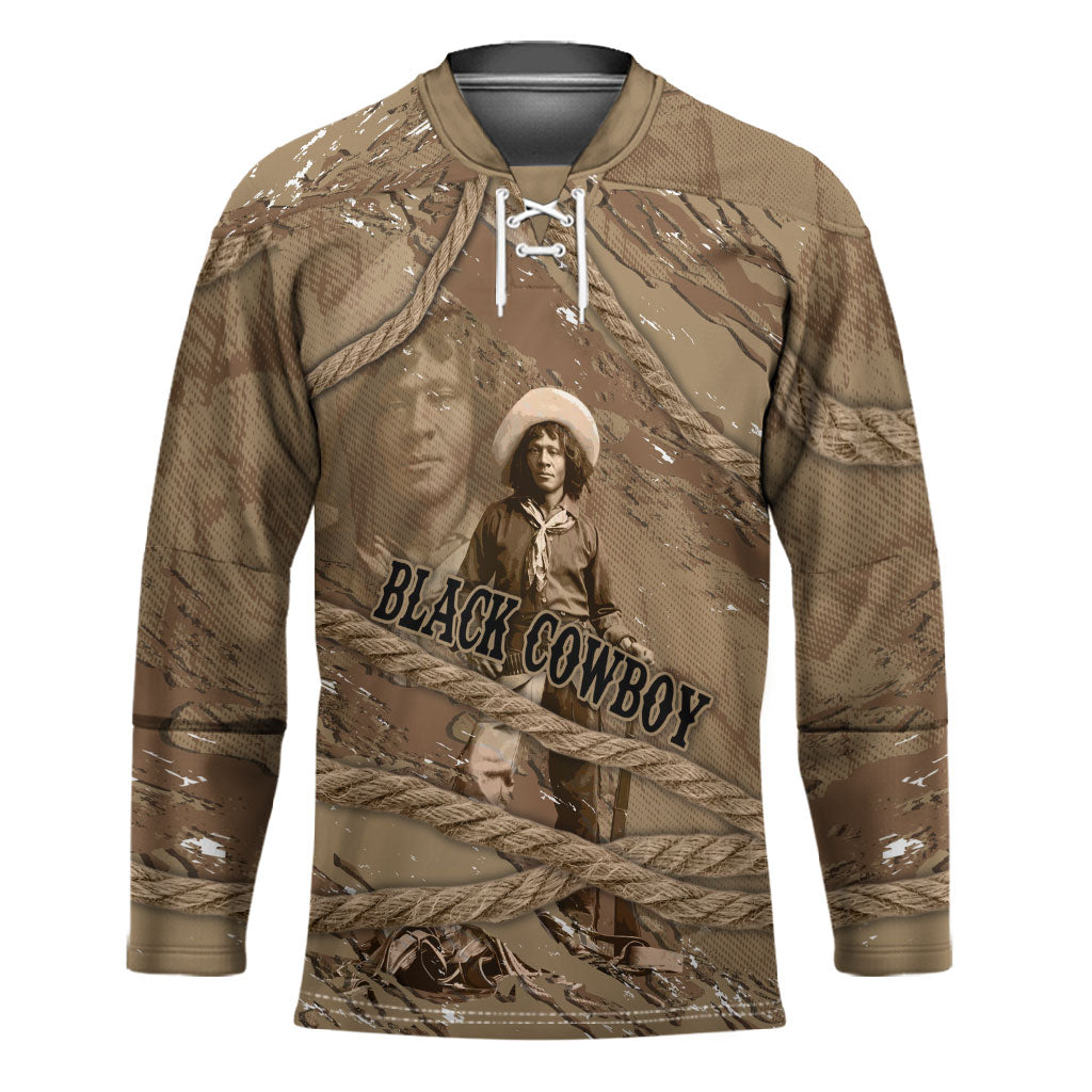 Black Cowboy Nat Love Hockey Jersey Vintage Western Portrait Lasso